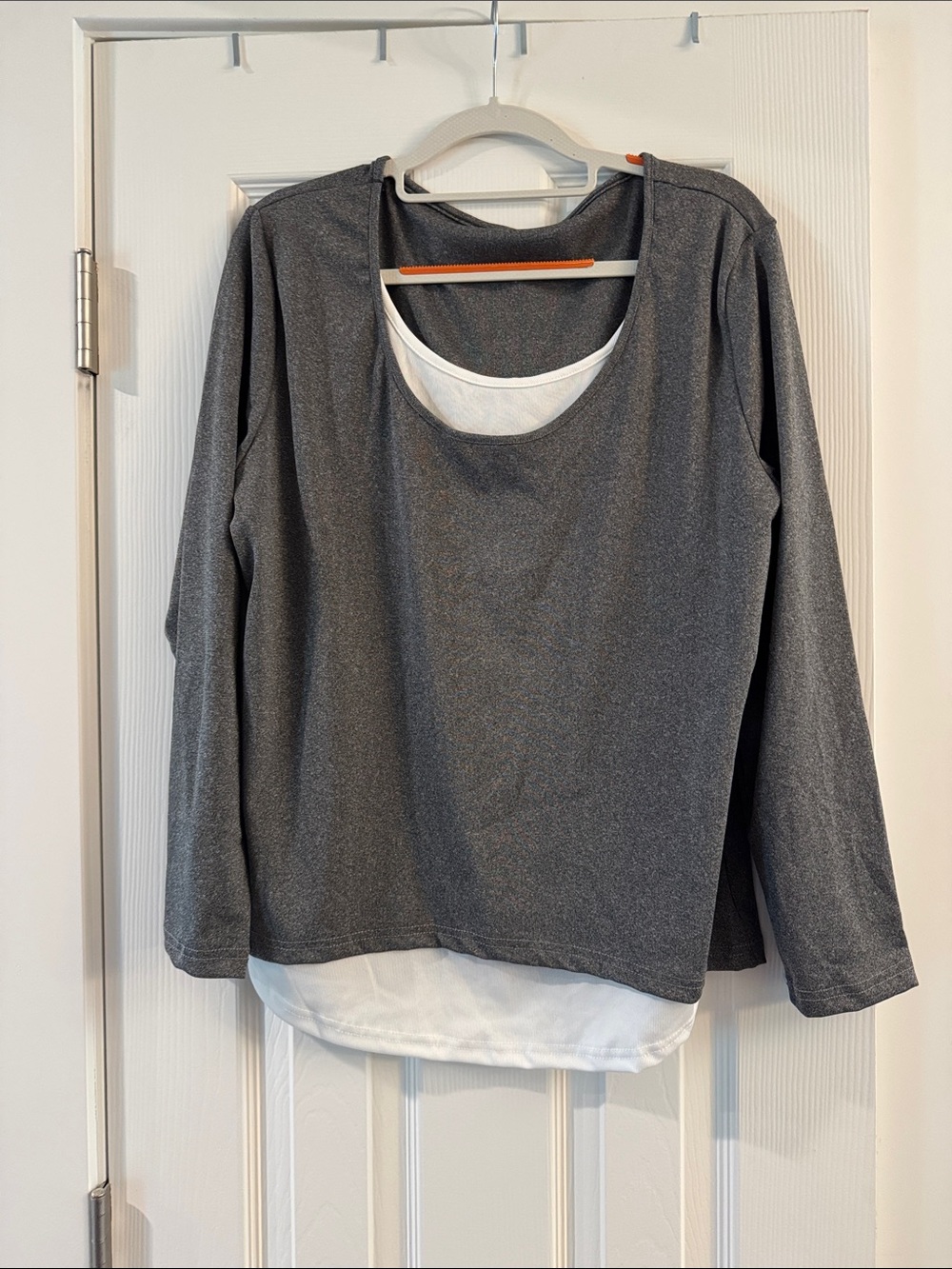 Source Unknown Gray NWOT Long-Sleeve Layered Tee with White Underlayer